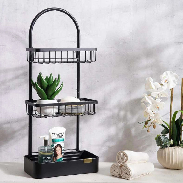 Langly 3-Tier Shower Caddy - Black Pan Home