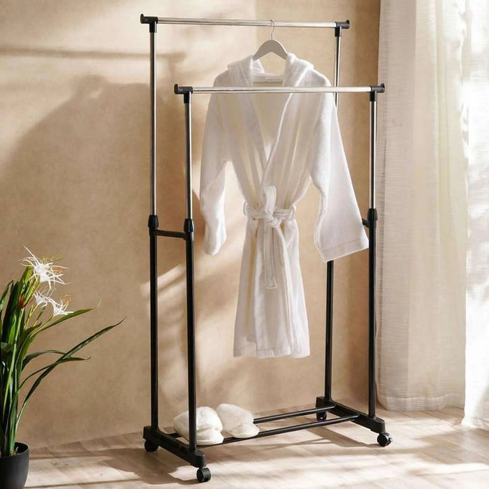 Lanie Extendable Double Rail Cloth Rack 80X72X90-160Cm - Silver Pan Home
