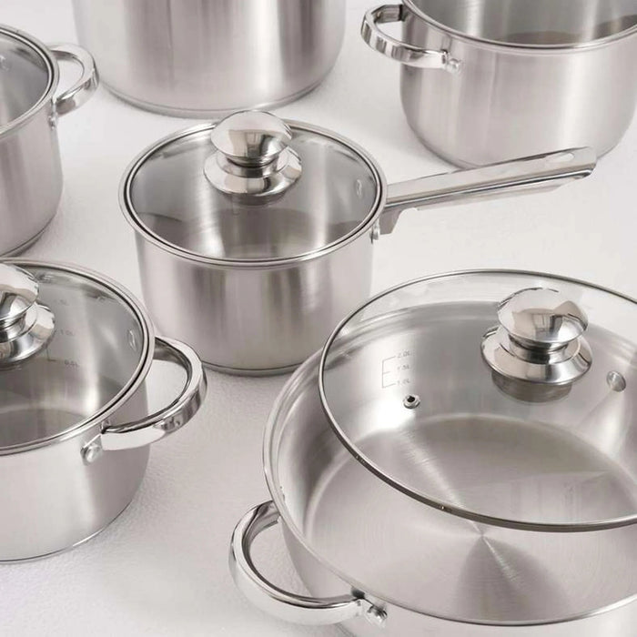 Lanzo 12-Piece Stainless Steel Cookware Set -Chrome Pan Home