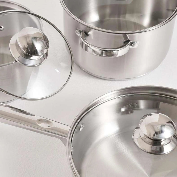 Lanzo 12-Piece Stainless Steel Cookware Set -Chrome Pan Home