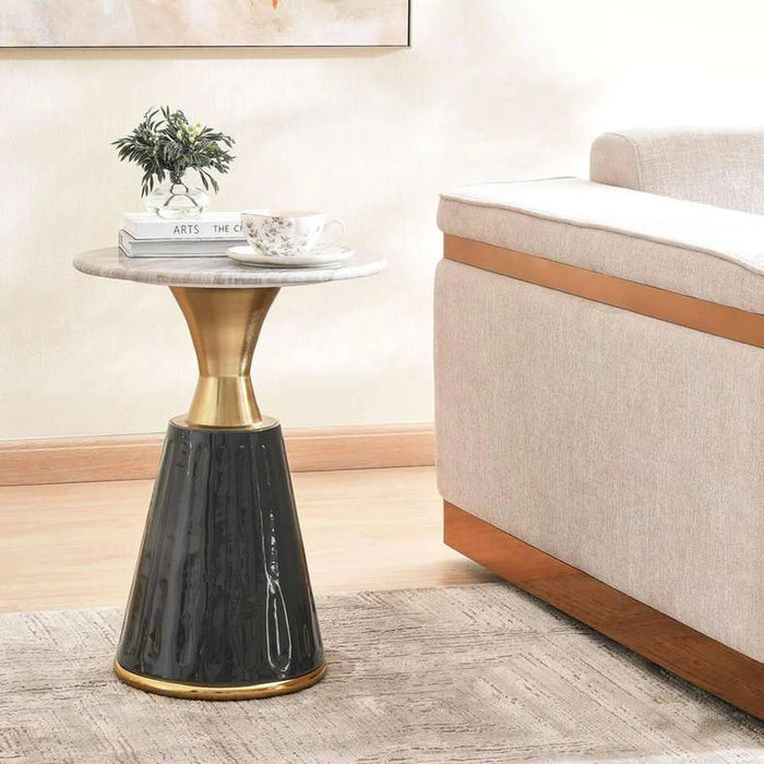 Laron End Table Marble - Beige Grey