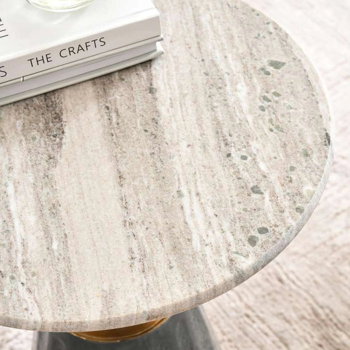 Laron End Table Marble - Beige Grey