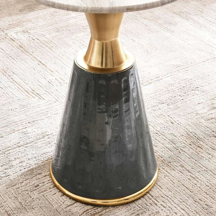 Laron End Table Marble - Beige Grey