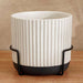 Laura Terracotta Planter With Stand 17X17X19.8Cm- White Pan Home