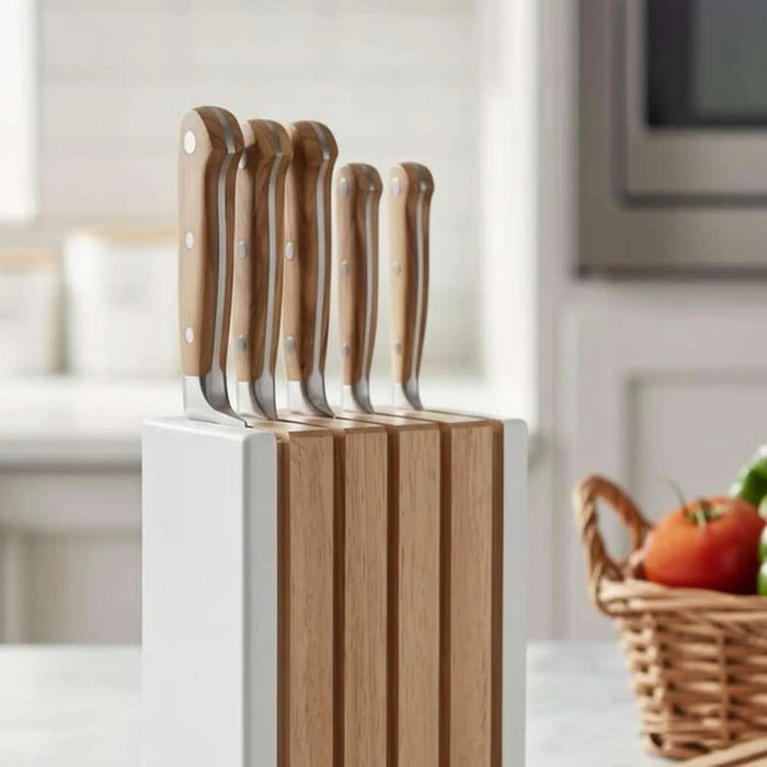 Lavi 5-Piece Knife Block Set -Natural & Chrome