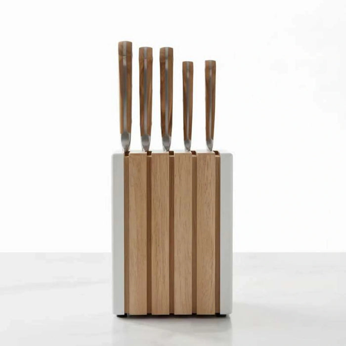Lavi 5-Piece Knife Block Set -Natural & Chrome