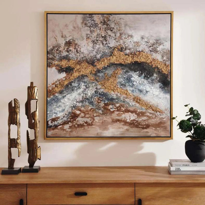 Lavish Framed Canvas Art 100X100Cm - Blue Pan Home