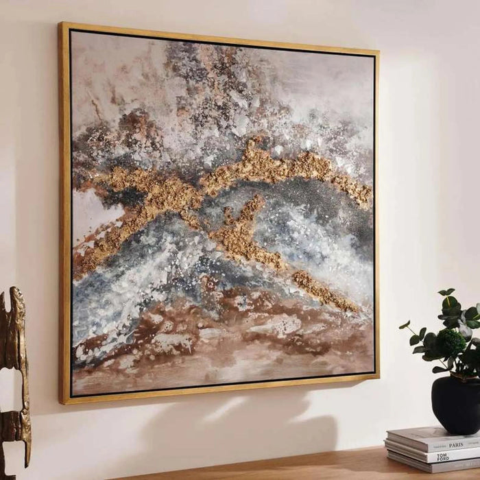 Lavish Framed Canvas Art 100X100Cm - Blue Pan Home