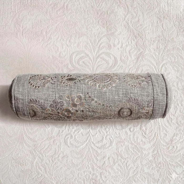 Layla Embroidered Bolster 50X20Cm - Grey Pan Home