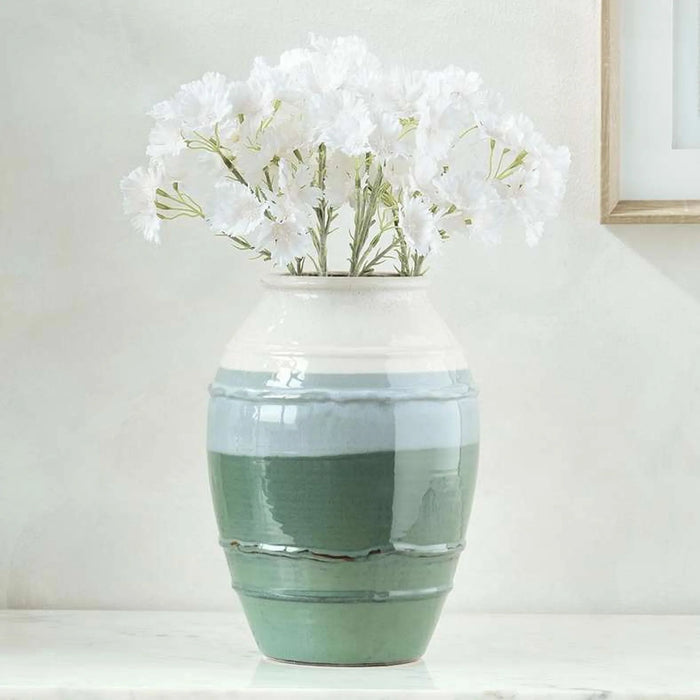 Lazuli Ceramic Vase 20X20X29Cm -White & Blue