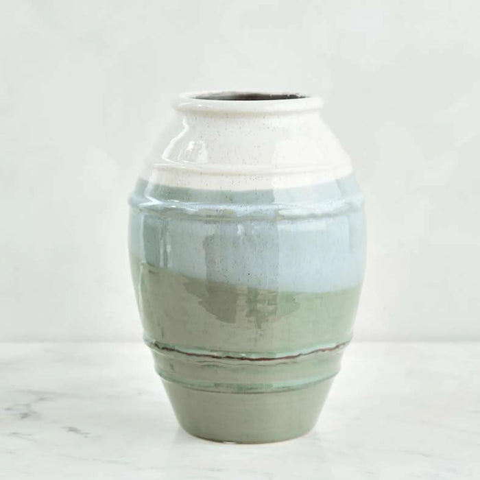 Lazuli Ceramic Vase 20X20X29Cm -White & Blue