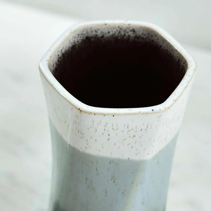 Lazuli Ceramic Vase 8.5X8.5X18Cm -White & Blue