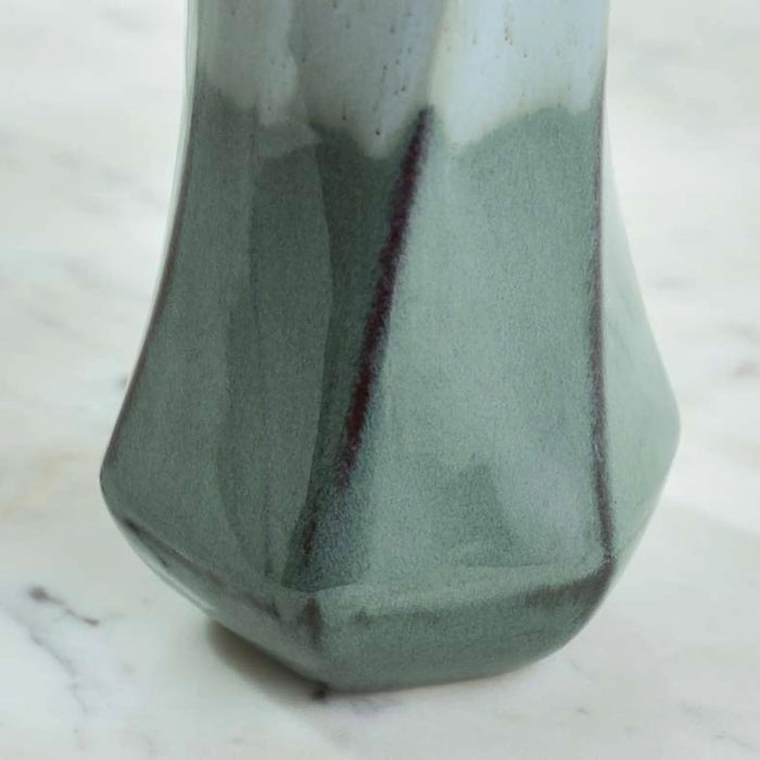 Lazuli Ceramic Vase 8.5X8.5X18Cm -White & Blue