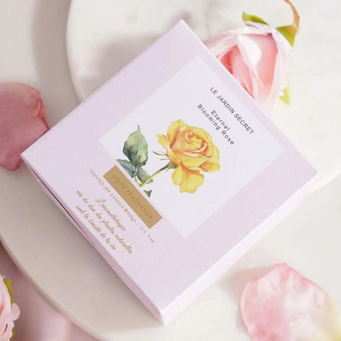 Le Jardin Secret Eternal Blooming Rose Scented Jar Candle 400Gm - Pink - 45Hrs Pan Home