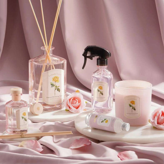 Le Jardin Secret Eternal Blooming Rose Scented Jar Candle 400Gm - Pink - 45Hrs Pan Home