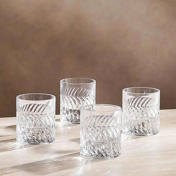 Leaf Engraved 4-Piece Glass Set 200Ml -Clear