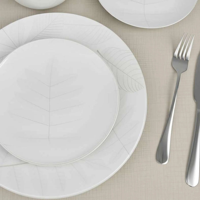 Leaf Foliage 12-Piece Porcelain Dinner Set -White & Green