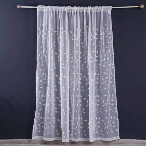 Leaf Trail Sheer Curtain Pair - Cream Pan Home