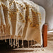 Leah Stripe Woven Throw With Fringes-130X170- Ochre Pan Home
