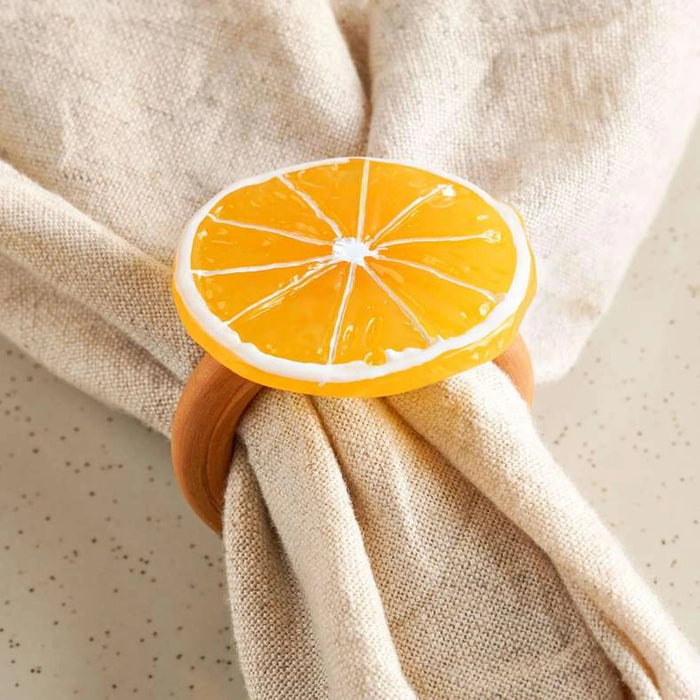 Lemon 4 Piece Napkin Ring Set 5X4Cm- Amber Pan Home