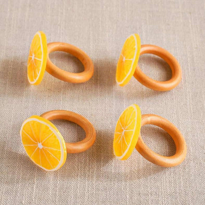 Lemon 4 Piece Napkin Ring Set 5X4Cm- Amber Pan Home