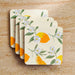 Lemon 4Piece Corkback Coaster Set 10X10Cm - Amber Pan Home