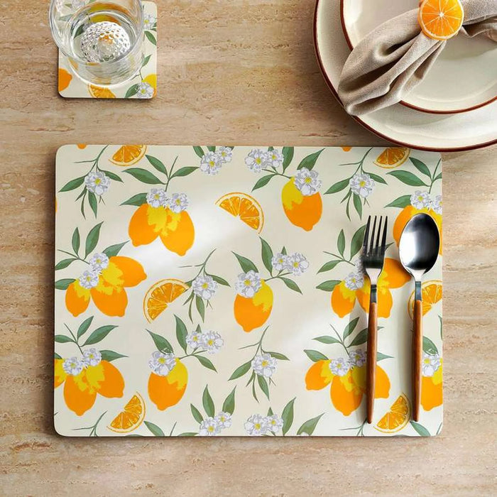 Lemon 4Piece Corkback Placemat Set 30X40Cm - Amber