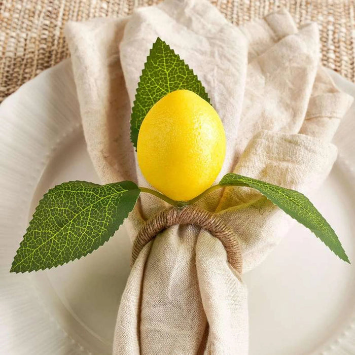 Lemon Branch 4 Piece Napkin Ring Set 5X4Cm- Amber Pan Home