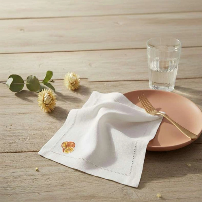 Lemon Embroidered 6 Piece  Napkin Set 45X45Cm - Orange