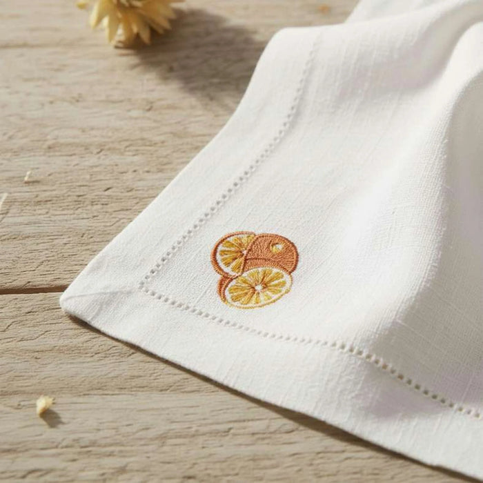 Lemon Embroidered 6 Piece  Napkin Set 45X45Cm - Orange