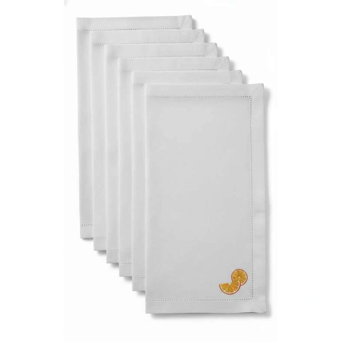 Lemon Embroidered 6 Piece  Napkin Set 45X45Cm - Orange
