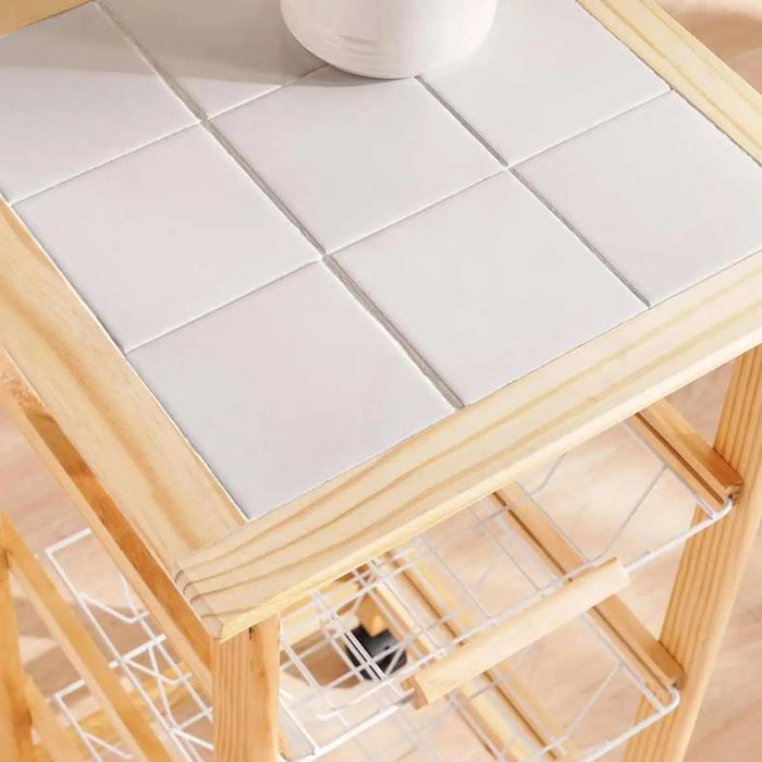 Lennox 3-Tier Kitchen Trolley 37X37X79Cm -Natural