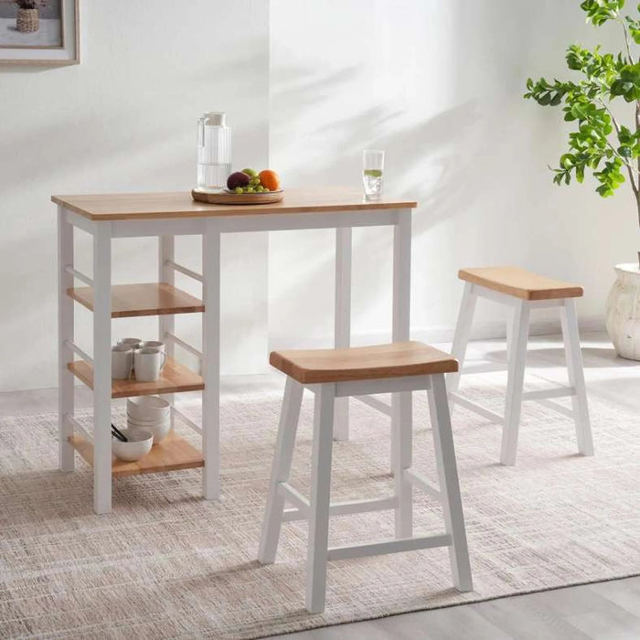 Lenny 1+2 Dining Set With Stool - Natural White Pan Home