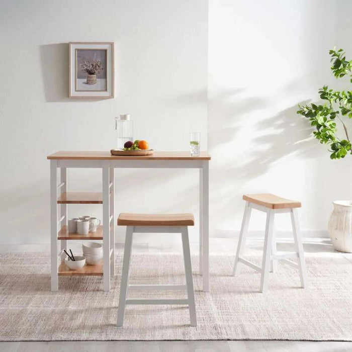 Lenny 1+2 Dining Set With Stool - Natural White Pan Home