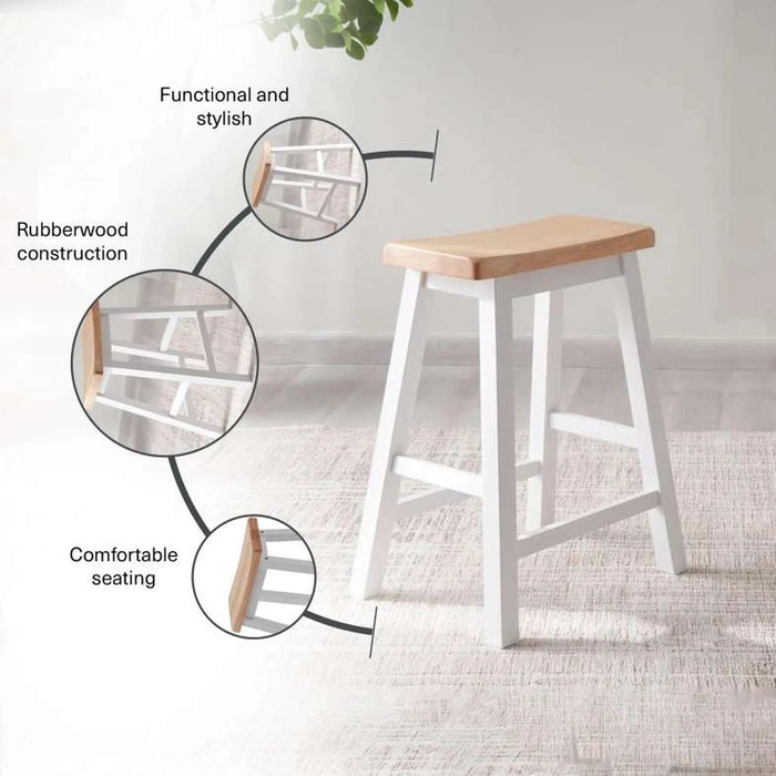 Lenny 1+2 Dining Set With Stool - Natural White Pan Home