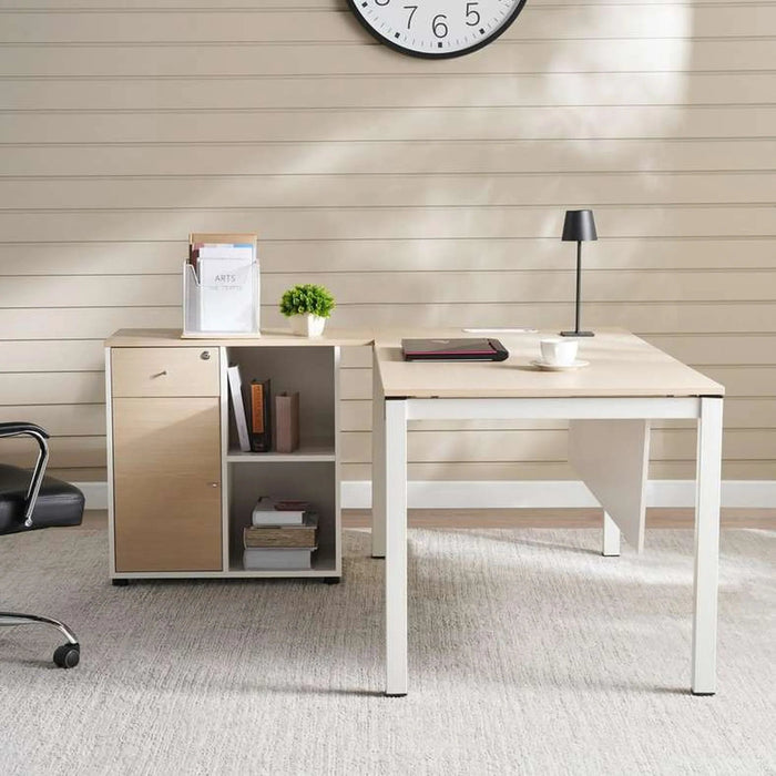 Leno Office Desk 160Cm -White Oak Top Pan Home
