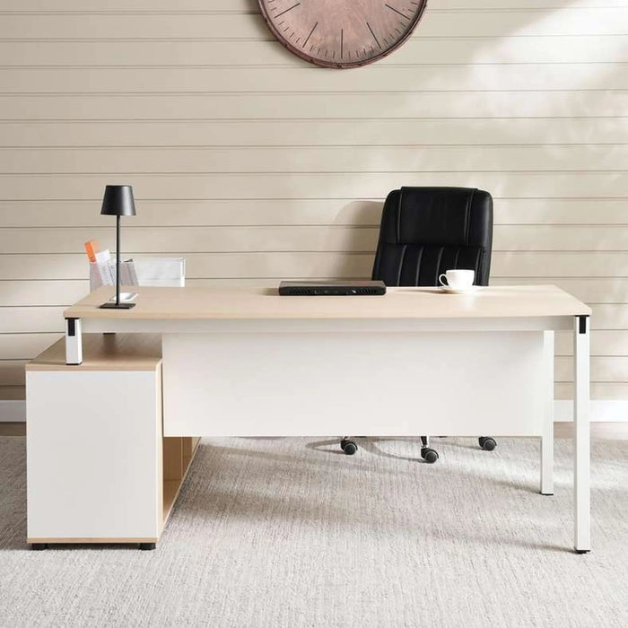 Leno Office Desk 180Cm -White Oak Top