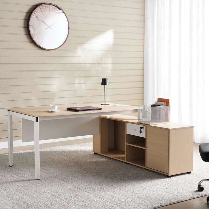 Leno Office Desk 180Cm -White Oak Top