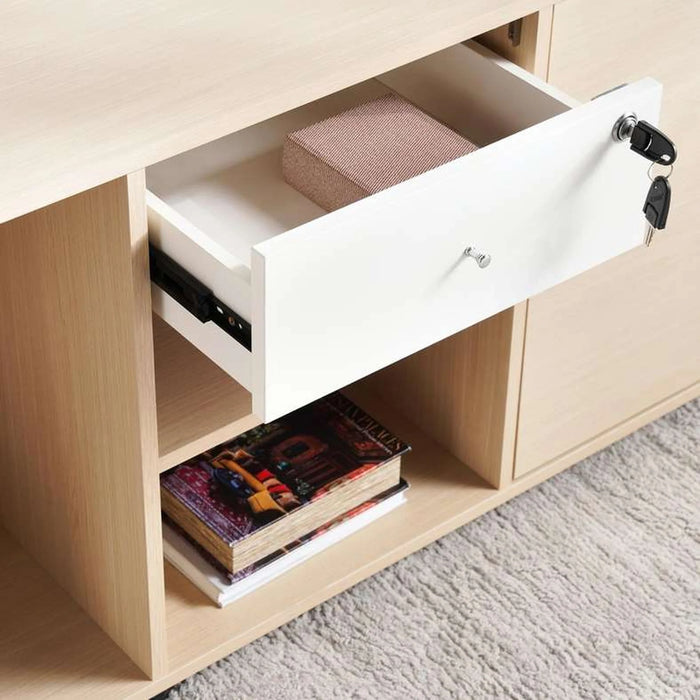 Leno Office Desk 180Cm -White Oak Top