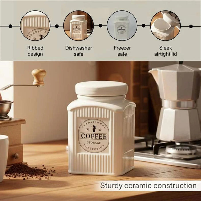 Lenosa Coffee Canister 700Ml -White Pan Home