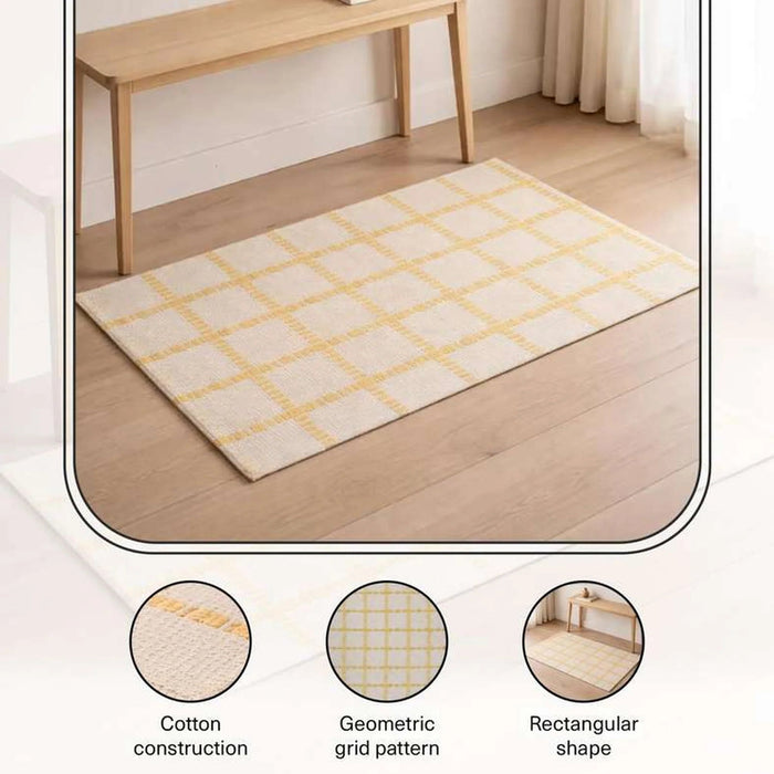 Leon Recycle Cotton Dhurrie 60X90Cm - Yellow Pan Home