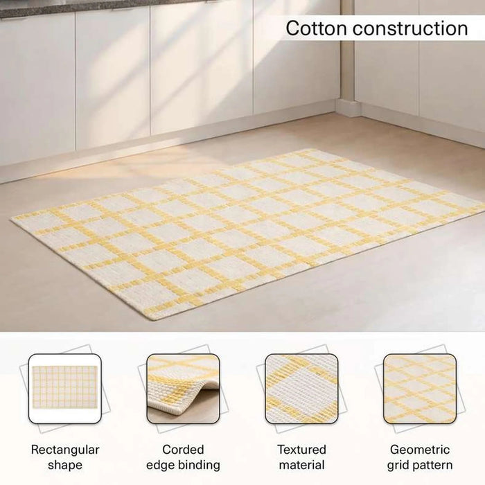 Leon Recycle Cotton Dhurrie 90X150Cm - Yellow Pan Home