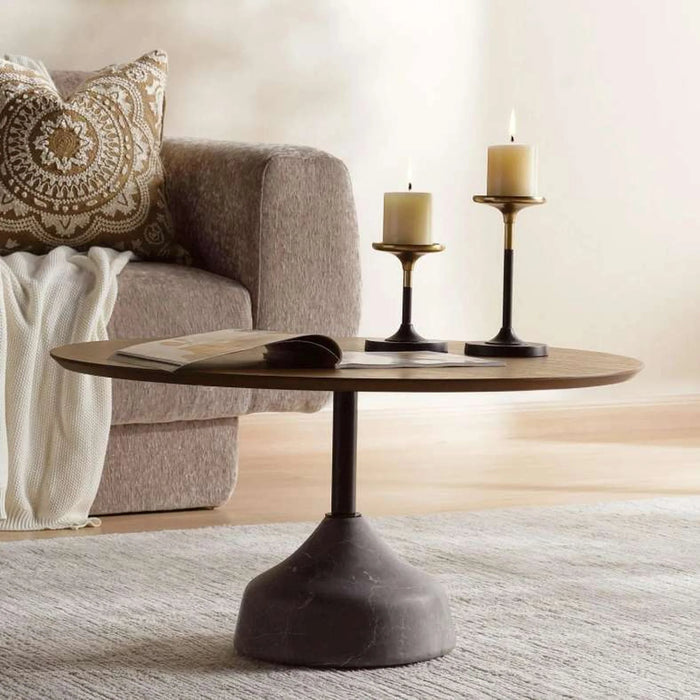 Leonid Coffee Table Large Solid Wood - Brown Grey