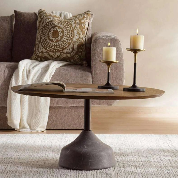Leonid Coffee Table Large Solid Wood - Brown Grey