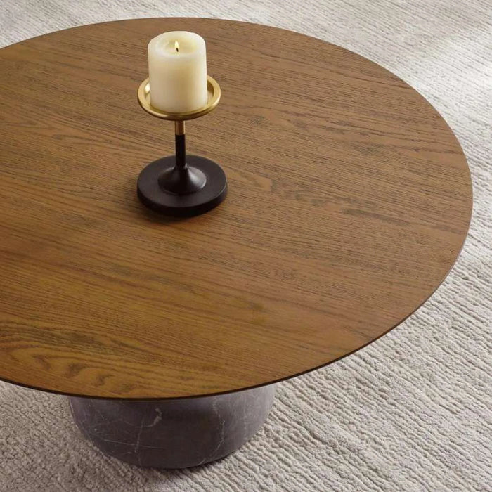 Leonid Coffee Table Large Solid Wood - Brown Grey