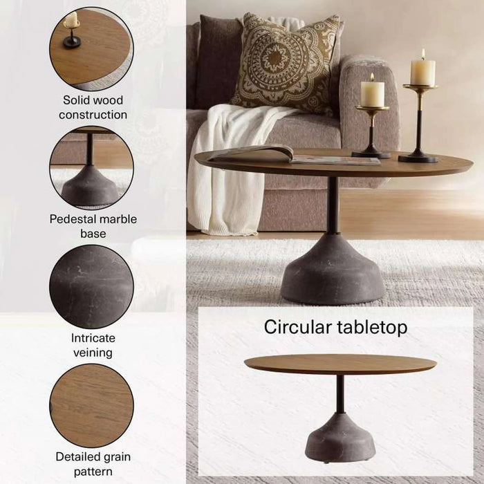 Leonid Coffee Table Large Solid Wood - Brown Grey