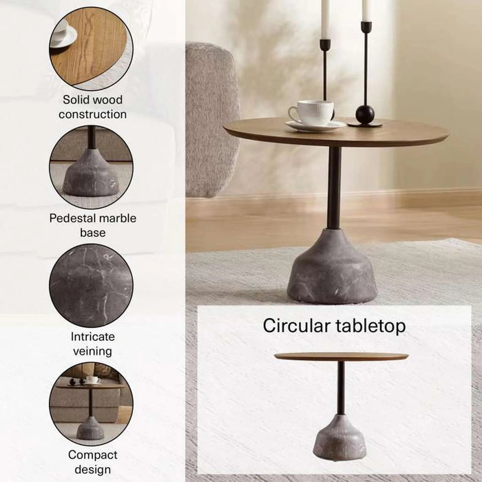 Leonid Coffee Table Small Solid Wood - Brown Black