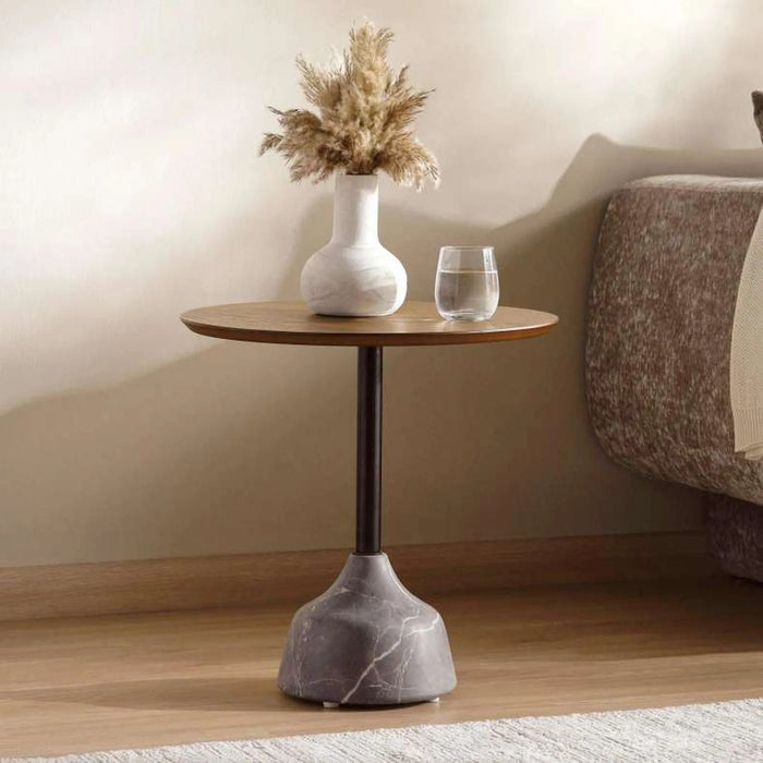 Leonid End Table Solid Wood - Brown Grey