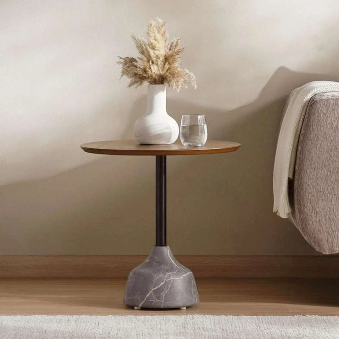 Leonid End Table Solid Wood - Brown Grey