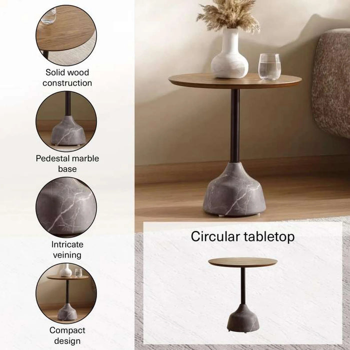 Leonid End Table Solid Wood - Brown Grey